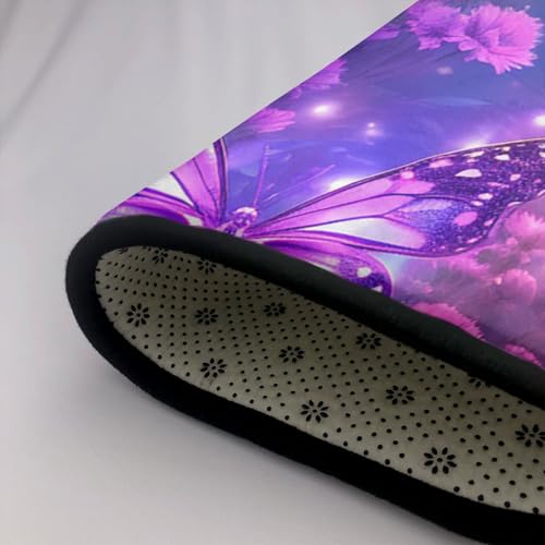 Tapis vintage salon anti-glisse style ferme papillon violet