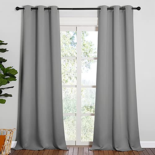 Image of NICETOWN Thermal Insulated Blackout Curtains - Grommet Top Window Treatment Drapes for Hall (2 Panels, W42 x L95 inches, Silver Grey)
