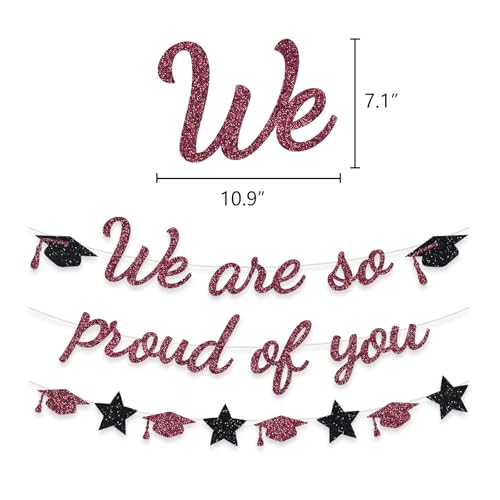 Image of We Are So Proud Of You Banner Graduation Party Decorations Glitter Congratulations Class Grad Ideas Maroon