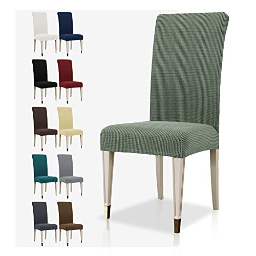 MAXIJIN Super Stretch Dining Room Chair Cover Jacquard Spandex Dining Parsons Chair Slipcover Removable Chair Protector Covers for Dining Room,Hotel,Kitchen,Ceremony (Pea Green