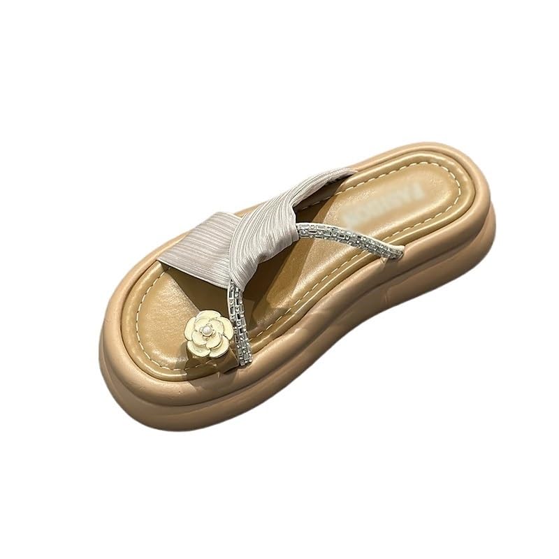 HBJWOV Thick Soled High Heel Sandals for Women S Casual Wear Versatile Rhinestone Toe Sandals2