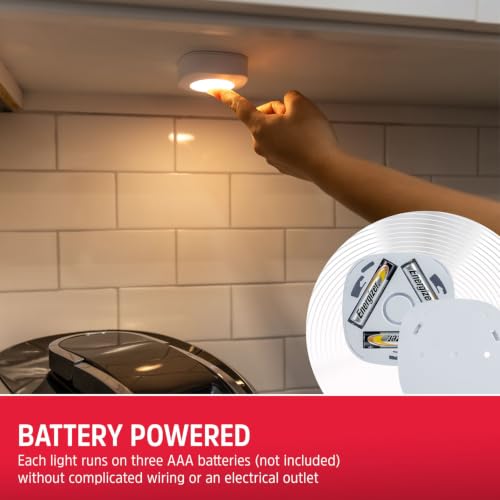 Image of Energizer LED Tap Lights, 2 pack, Touch On /Off, Wireless, Silver, Soft White, 37107