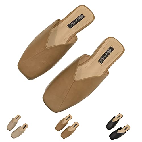 Isolay Pointed Toe Mules Sandals Comfy Mules Shoes Cute Bow Women's Mules Slip On Womens Mules Flats Backless (Yellow,5.5) #TOP17