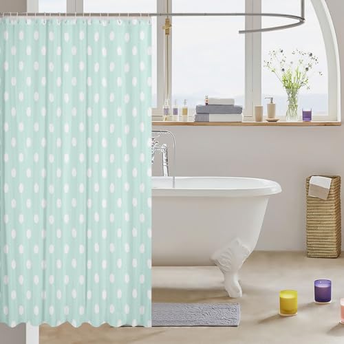 Manfei Polka Dot Shower Curtains Cute Simple Geometric Dots Bathroom Curtains,Green White Cartoon Waterproof Bath Curtains with 12 Hooks Suit for Bathtub,Kids Boys Girls Room Decor,72" W x 72" L by Manfei - Used condition - Image 3