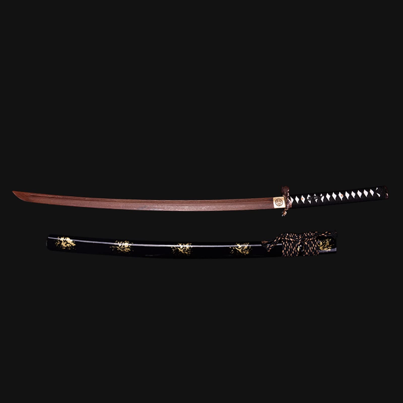 Katana in Legno,Lama in Palissandro Naturale,Bokken Fatto a Mano,Fodero in Legno massello con Vernice Spray,Spada Samurai da 103 cm per Cosplay,Iaido,Kendo,Regali