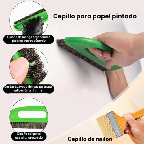 Miniatura 4 de Nadisean Kit De 17 Piezas Herramientas De Papel Pintado,Multifuncional Kit Herramientas De Película Con Papel Rastrillo, Brocha, Rodillo De Costura, Herramientas De Corte Para Papel Pintado, Vinilos