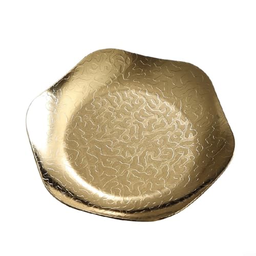 Image of ComfyHarbor Stainless Steel Flower Shaped Serving Dish, 17cm Gold and Silver Accent Plate for Kitchen Home Dining, Elegant Salad Dessert Platter for Parties and Buffets(11 cm gold)
