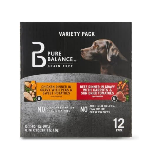 Pure~ Balance Grain Free Chicken Dinner in Gravy & Beef Dinner in Gravy Wet Dog Food Variety Pack, 3.5 oz, 12 Count