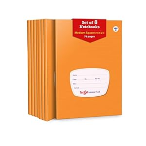 TARGET PUBLICATIONS Medium Square Maths Notebooks for Kids and Students | 76 Ruled Pages | Maths Practice Books for Children | 18 cm x 24 cm Approx | Soft Bound Cover | Pack of 8 | GSM 57