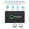 USB 3.0 Switch, USB Switcher 2 Computers Share 4 USB for PC Mouse Keyboard Printer Scanner, USB KVM Switch Selector Compatible with Windows, Mac, Linux