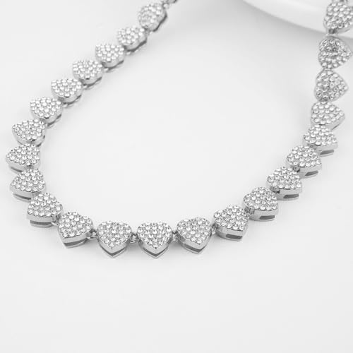 HZMAN Love Hearts Necklace for Women Shiny Cubic Zirconia Necklace Party Wedding Jewelry Gift2