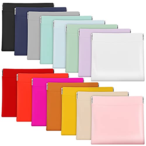 BBTO 15 Pcs Lambskin Small Makeup Bag Waterproof Leather Pocket Cosmetic Bag No Zipper Self Closing Small Cosmetic Bag Cosmetic Pouch Travel Storage for Women Cosmetics Headphones Jewelry