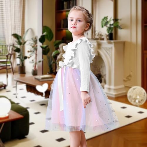 Toddler Girls Dresses Tulle Long Sleeve Ruffle Baby Fall Winter Fashion Casual Toddler Dresses for Girls3