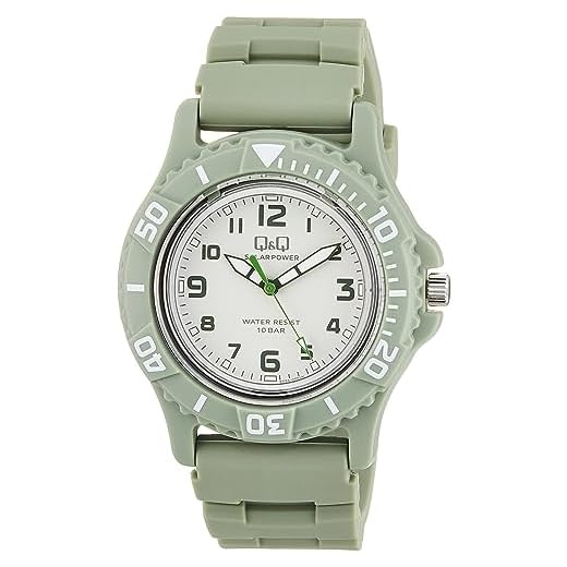 [シチズンQ&Q] 腕時計 キューアンドキュー アナログ ソーラー 10気圧防水 ウレタンベルト E02A-005VK メンズ グリーン