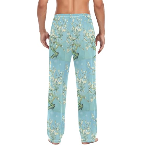 Van Gogh Flower Branch Men's Pajama Pants Lightweight Sleepwear Bottom Lounge Pants3