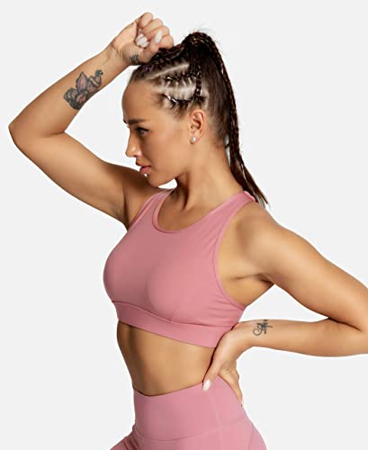 Image of QUEENIEKE BareFlow Women's Sports Bras with Phone Pocket Medium Impact Padded Racerback Workout Gym Crop Top Running Yoga Bra