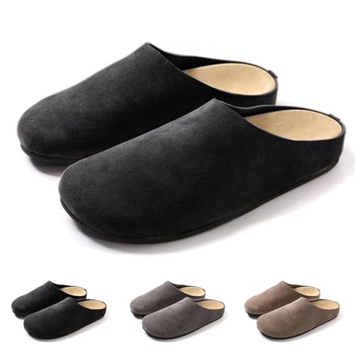 Womens Suede Clogs Mens Leather Mules Soft Cork Footbed Sandals Potato Shoes Round Toe Casual Slip-on Mule Shoe Comfortable Non Slip Nurse Work Shoes 5