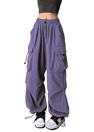 XKBHYD Pantalones de paracaídas para mujer Y2K, holgados, estilo
