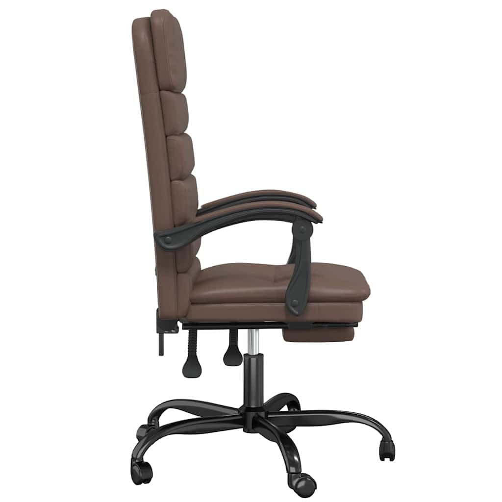 Krzesło biurowe z funkcją masażu i obiciem ze sztucznej skóry, brązowe, z regulacją wysokości na kółkach, ergonomiczne oparcie, obrotowe, do domowego biura i gier