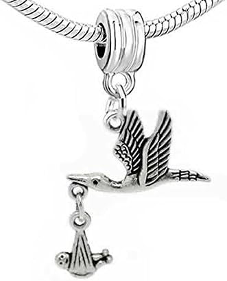 Sexy Sparkles Flying Stork Charm Bead – Dangle Spacer for Snake Chain Bracelets, Compatible with European Jewelry, 4.5mm Slide-On Core image 2