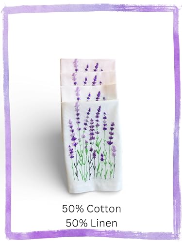 Servilletas de Tela Bordadas de Lavanda Set de 4 Algodón Lino miniatura 6