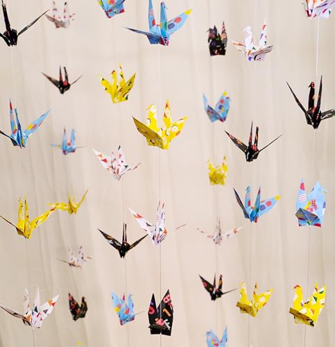 Image of Colorful Geometry Crane Paper Hanging Garlands(3stringsX 5.2ft),Balloon Tree House Alphabet Origami Birds Streamers for Baby Shower Birthday Party Supplies Girl Bedroom Garden Classroom Decor