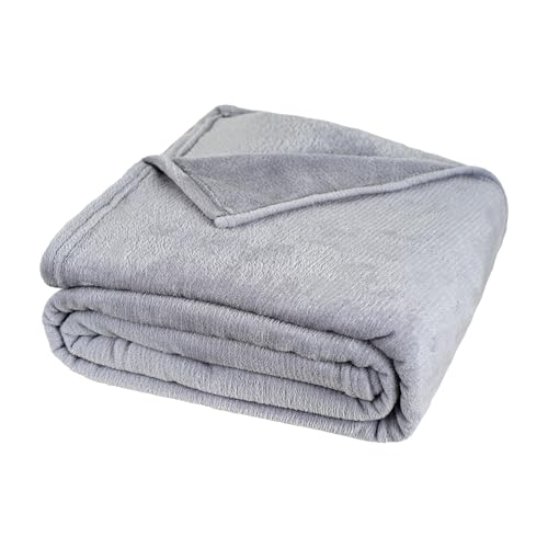 H HANSEL HOME Manta Coral Grabada 150x210cm para Sofá Extrasuave 100% Microfibra, Manta Sofa Franela Sobrecama, Manta Polar para Cama para Toda Estación - Gris Liso