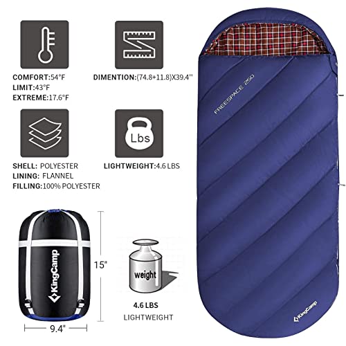 Kingcamp Sleeping Bag For Camping Adult Cotton Flannel Sleeping Bag For Spring Summer Autumn 3 Seasons Large Wide Sleeping Bag For Hiking Backpacking Truck, Tent, Or Sleeping Pad #TOP1