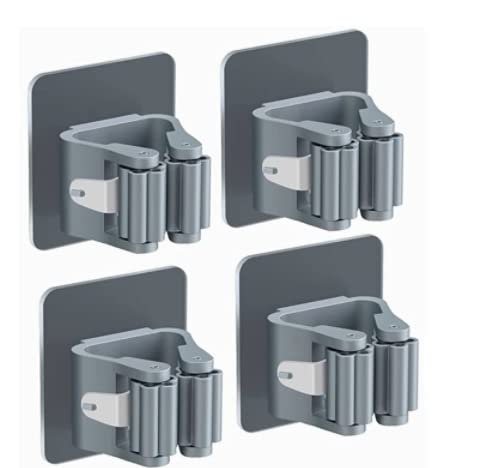 QUNNIE 4 x Soporte de escoba resistente de pared, pinzas para escoba autoadhesivas, sin perforar, súper antideslizante para casa, cocina, jardín, garaje Cover