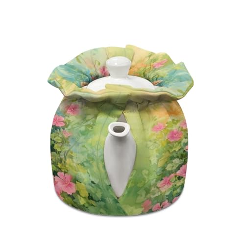 Image of Pomeranian Flower Print Teapot Cosy Insulated Portable Insulating Tea Pot Cozies for Teapots Kitchen Accessory Home Table Decorative Breakfast Warmer Tea Pot Covers Only