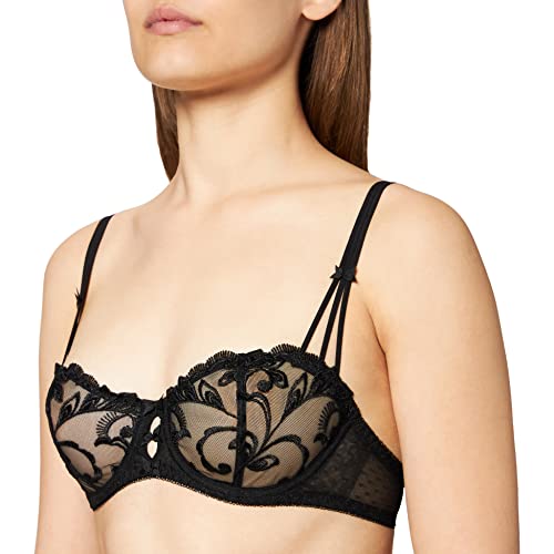 Aubade Women's Au Bal de Flore Half Cup Bra Balconette, BLACK, 34C Aubade Women's Au Bal de Flore Half Cup Bra Balconette, BLACK, 34C