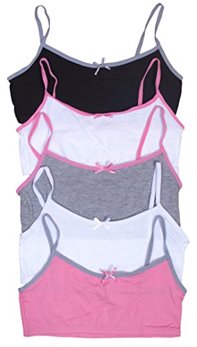 Sweet & Sassy Girls' 5 Pack Cotton and Spandex Crop Training Bra, Small