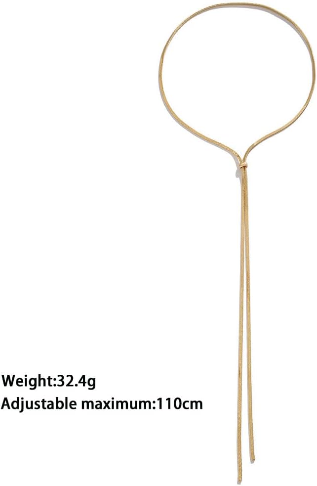 FUTIMELY Dainty Long Gold Necklace for Women,Thin Herringbone Chain Necklace,Long Lariat Necklace Body Jewelry - Image 3