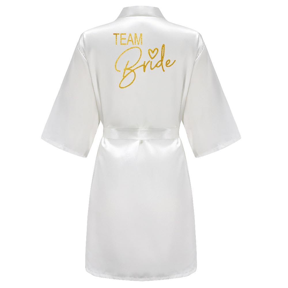 JPHCHSC Satin Silk Robe Wedding BathRobe Bride Bridesmaid Dress Gown Women Sleepwear Nightwear CX1003