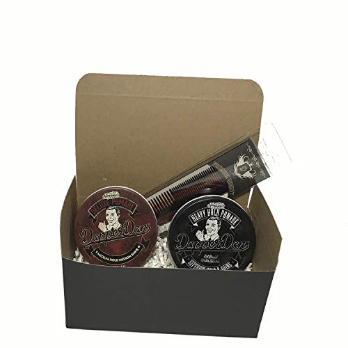 Men's Dapper Dan Heavy and Medium Hold Hair Styling Pomade Set with Comb