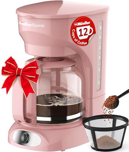 Condition photo showing Good Condition for MÃœELLERHOME 12-Cup Pink Coffee Maker - Borosilicate Carafe, Auto-Off, Pink Accessories, Reusable Filter, Anti-Drip, Kitchen Appliances, Keep-Warm Function, Kitchen DÃ©cor