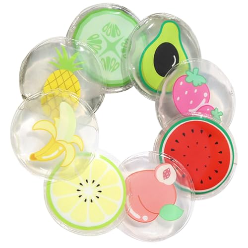 Mipcase 8 Paquetes de Hielo para Ojos Diseño de Frutas Compresas Frías Redondas para Aliviar Fatiga Ocular Bolsas de Hielo Refrescantes Cuidado Ocular en Verano