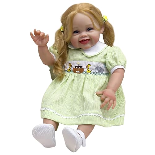 YIHANGG 60cm Reborn Baby Puppe Kleinkind Wurzeliges Blondes Haar Lebensecht Mädchen Prinzessin Puppe 3D-Malerei mit Sichtbaren Adern Geschenk Sammlungen