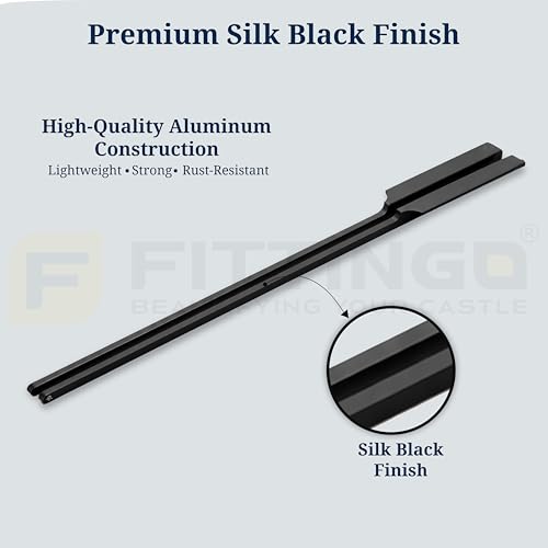 Image of Goldcrest 62cm Handle for Wardrobe & Cabinet /Cupboard Handle /Wardrobe Handle /600mm Hole to Hole (Silk Black) Pack of 2 (Left - Right)-| 3 Years Warranty |