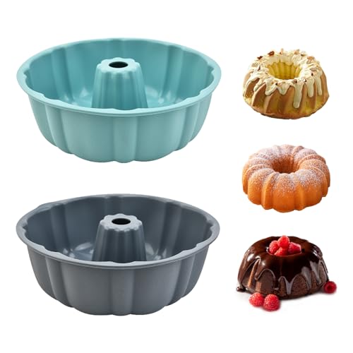 PADELE 2 Pack Silicone Cake Pan Nonstick,10 Inch, Silicone Cake Molds,Pound Cake Pan, Baking for...