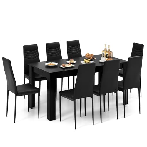 GIANTEX 9-Pieces Dining Table Set for 8, 63" Table, Padded S...