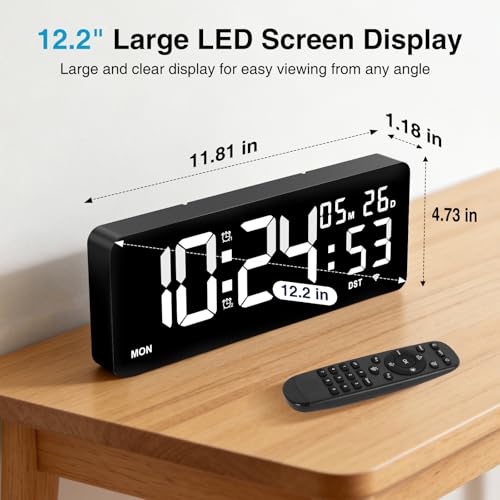 XREXS 12.2" WiFi Large Digital Wall Clock with Seconds and Remote Control - Image 4