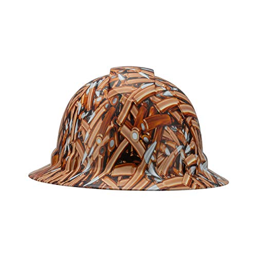 Full Brim Pyramex Hard Hat, Bullet Amo Military Tattoo Design Safety Helmet 6Pt
