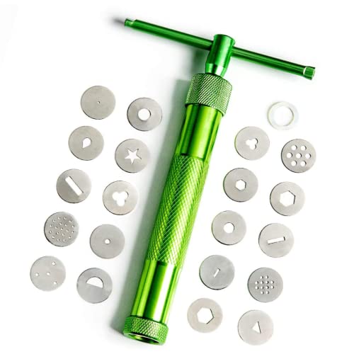 Image of 22Pcs Stainless Steel Metal Clay Extruder with 20 Tips Fondant Sugara Paste Extruder Ceramics Pottery Polymer Modeling Decorating Cake Decor Tools Set