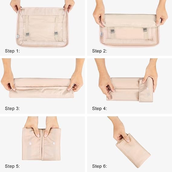 Image of polyester 7 Set Packing Cubes Luggage Packing Organizers For Travel Accessories storage organiser (beige)