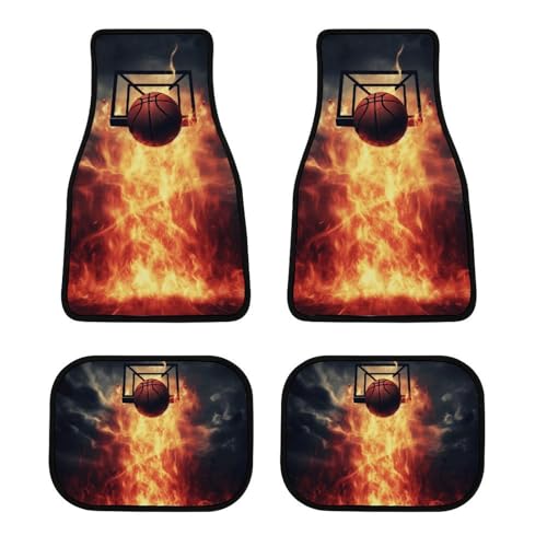 Tapis de voiture antidérapants lot de 4 universels motif basketball