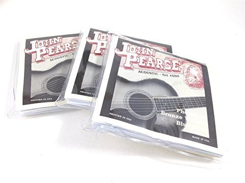 John Pearse Guitar Strings 3 Pack Acoustic Bluegrass #650 Phosphor Bronze