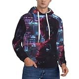 YANYU Sudadera con capucha Hacker Era para hombre, de mezcla de algodón, transpirable, estilo casual, Negro, L