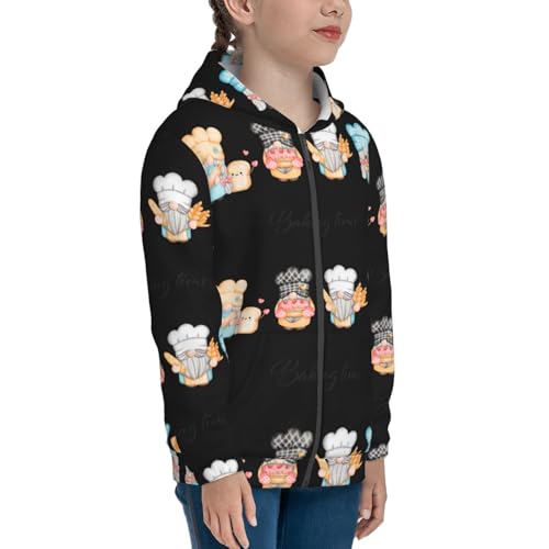 Little Chef Gnome Kid Hoodies Boys Zip Up Sweatshirts Girls Pullover with Pocket4