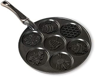 Nordic Ware Honeybee Pancake Pan, Cast-Aluminium Pancake Frying Pan, Pancake Pan for 7 Pancakes, Mini Pancake Maker - Black